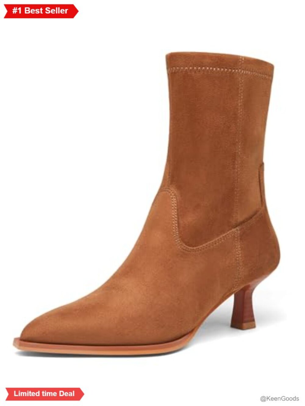 Pointed Toe Ankle Boots Stacked Kitten Heel Side Zip Faux Leather Fall Booties